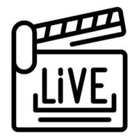 Simplified line art of a clapperboard with the word live, symbolizing live streaming vector