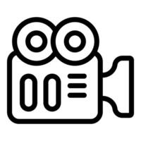 Black and white line art of a retro camera, ideal for multimedia concepts vector