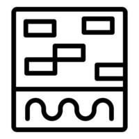 Black and white icon featuring a geometric pattern with blocks and waves vector