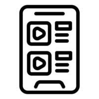 Simple line art icon representing a smartphone with multimedia applications vector