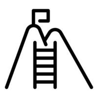 Mountain summit with ladder line icon vector