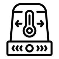 Line icon of a digital thermostat with temperature gauge and control buttons vector