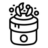 Line art icon of a modern air purifier with leaf design, symbolizing clean air vector