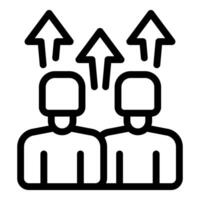 icon of two people with arrows indicating upwards movement, symbolizing career growth vector