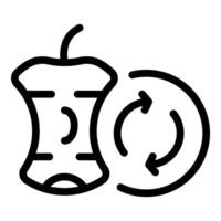 Apple core and recycling symbol line art vector
