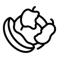 Black and white line art of bell peppers and bananas, suitable for icons, logos, and design elements vector