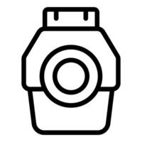 negro y blanco línea Arte icono representando un profesional dslr cámara vector