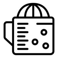 Black and white line art of a manual citrus juicer icon vector