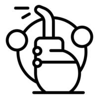 Black and white line art of a hand pressing a button, suitable for interface design vector