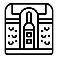 Black and white line art of a stylized backpack icon, suitable for educational themes vector