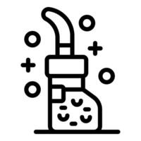 Line art icon featuring a bubbling chemistry flask vector