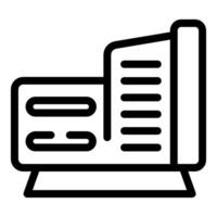 Modern line art laptop and document icon vector