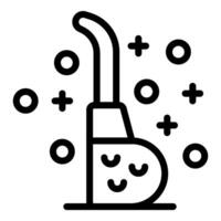 Black and white line drawing of a whimsical cartoon featuring a happy steaming inhaler vector