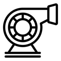 Black and white line art icon of a classic film projector vector