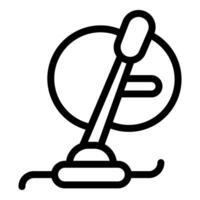 Simple line art icon depicting a classic microphone, suitable for various digital and print uses vector