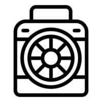 Black line art of a minimalistic camera icon on a white background vector