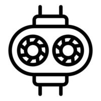 Black and white line art icon of a classic film projector, suitable for web and design use vector