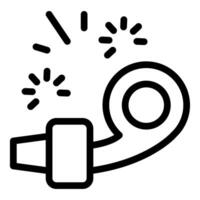 Black and white icon of whistle with sound waves vector