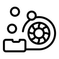 Black line icon representing a turbine with motion and efficiency dynamics vector