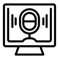 podcast grabación icono en computadora pantalla vector