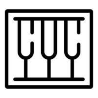 Simplistic black and white icon featuring three stylized wine glasses vector