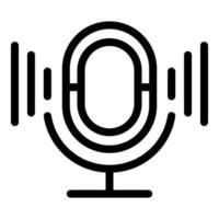 icono de un micrófono con sonido ondas, ideal para podcast y audiotemático diseños vector