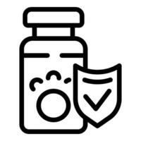 medicina botella con la seguridad proteger icono vector