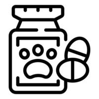 mascota medicina botella y píldora icono vector