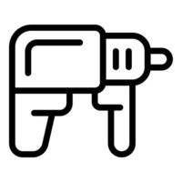 Black and white line art of power drill icon vector