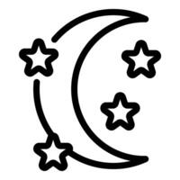 Crescent moon and stars line art vector