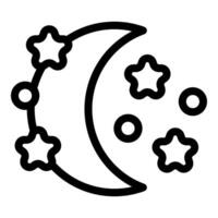Crescent moon with stars line art vector