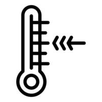 Black outline icon of a thermometer with low temperature indication vector
