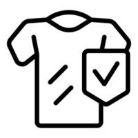 Line art icon of tshirt with check mark shield vector