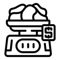 Digital line icon of weighing scale with price tag vector