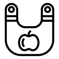 Black and white line art of apron with apple design vector