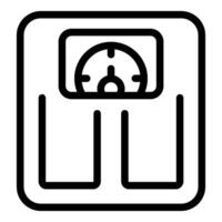 Black outline weight scale icon on white background suitable for web and app designs vector