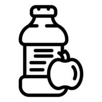 Water bottle and apple line icon vector