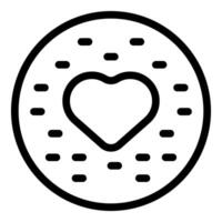 Heartshaped center on round cookie icon vector