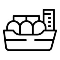 Line art icon of groceries in shopping basket vector