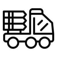 Black and white line icon of a garbage truck, suitable for web and app interfaces vector