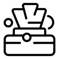 Black and white line art of a simple tissue box icon, suitable for various designs vector