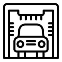 Black line art of a car at a service station on a white background vector