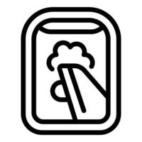 Black line icon of a beer can with foam, isolated on a white background vector