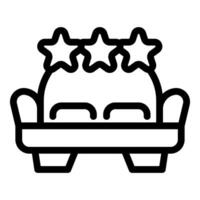 Black line art icon of a comfortable sofa with fivestar rating above vector