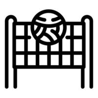 Black and white icon of a beach volleyball net with a ball on top vector