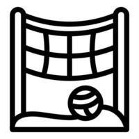 Black line icon of a volleyball court and ball on white background vector