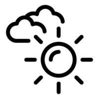 Simple black and white icon representing partly sunny weather with clouds vector