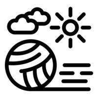 Sunny beach icon with clouds and waves vector