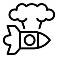 Launching rocket with clouds line art vector