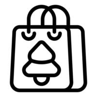 Ecofriendly christmas shopping bag line icon vector